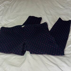 J. Crew Navy Pants with Hot Pink Polka Dots